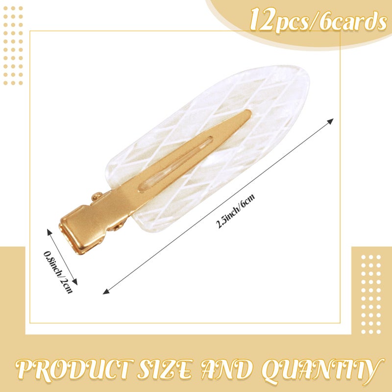 FEINIGESI 12PCS/6Cards No Bend Hair Clips Bridesmaid Creaseless Acrylic Resin Flat Clip Acetate Bridesmaid Hair Clips Hair Setting Clips for Bridesmaid Gift Proposal Box (White) - Image 3